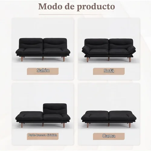 Vista 5 de Homall Sofá cama tipo futón convertible de 67 pulgadas, sofá biplaza de Negro