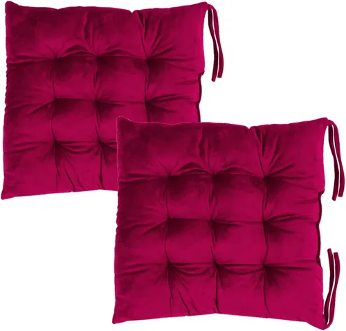 Vista 28 de Juego de 2 cojines para sillas de comedor con lazos, almohadilla antideslizante para silla de cocina para interior y tapete de asiento de comedor