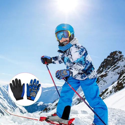 Vista 5 de Frienda Guantes de motocicleta para niños, guantes de carreras para deportes eléctricos, guantes de ciclismo sucio, guantes de ciclismo de invierno