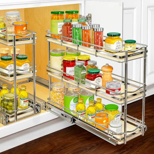 Vista 14 de LYNK PROFESSIONAL® Organizador de especiero extraíble para el interior de armarios de cocina - 4-3/8 pulgadas de ancho - Cajón deslizable - Estantes