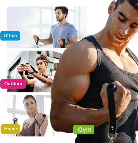 Vista 5 de INEVIFIT Juego de Bandas de Resistencia, 150 LBS Bandas de Entrenamiento Apilables para Fuerza, Yoga, Pilates y Entrenamiento Completo del Cuerpo