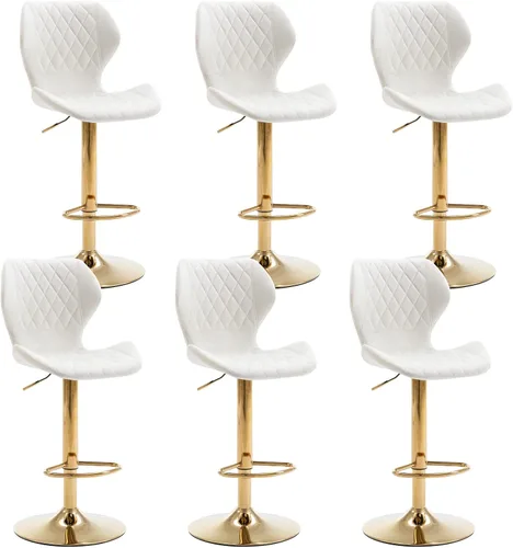 Vista 10 de Juego de 4 taburetes de bar color beige, sillas giratorias de altura de mostrador con respaldo de terciopelo, taburetes de isla de cocina para bar