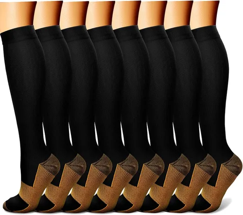 Vista 35 de CHARMKING Calcetines de compresión para mujeres y hombres para circulación (8 pares) 15-20 mmHg, mejor soporte para ciclismo atlético