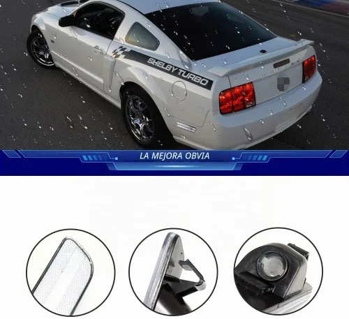 Vista 2 de JDMTECH para Ford Mustang 2005 2006 2007 2008 2009 Lente transparente Carcasas de luz de marcador lateral trasero carcasa traslúcida