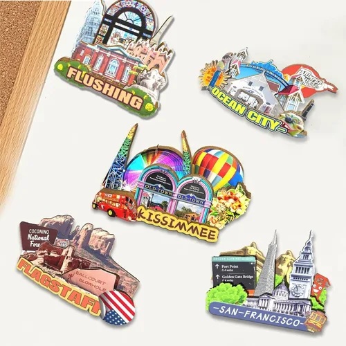 Vista 4 de Imán de Kissimmee para nevera de madera 3D, monumentos de viaje, coleccionables, recuerdos, decoración hecha a mano