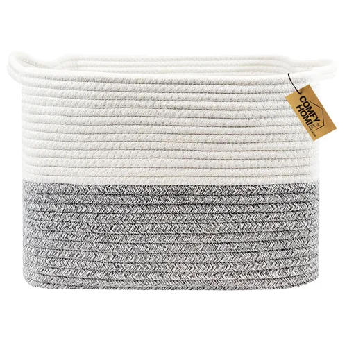 Vista 17 de COMFY-HOMI Cestas de almacenamiento de 11.5 x 7.5 x 4.7 pulgadas para organizar, cesta tejida de cuerda de algodón, caja de almacenamiento de marrón