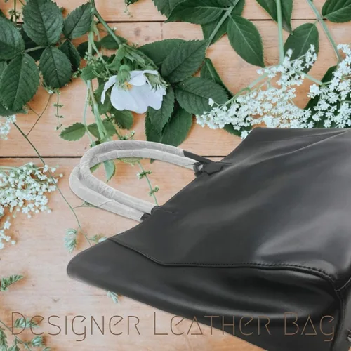 Vista 2 de JD Love Bolsos de cuero genuino de primera calidad elegante limpio diseño simple por diseñador japonés asas asas bolso bolso grande hombro en negro