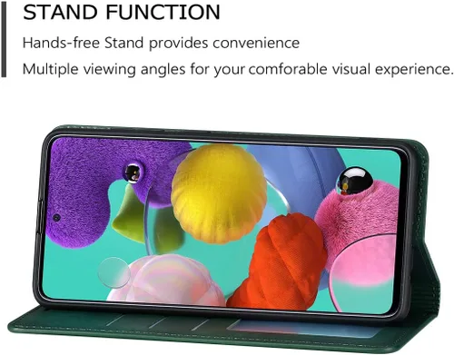 Vista 3 de QLTYPRI Funda tipo cartera para Samsung Galaxy S20 FE, 3 tarjeteros, color verde Funda de piel sintética de alta calidad, cierre magnético