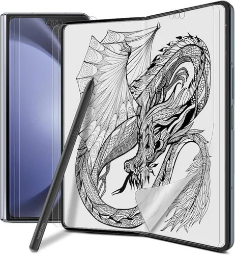 Vista 6 de [3+3] Protector de pantalla mate antirreflejos Paperfeel para Samsung Galaxy Z Fold 2, paquete de 3 películas de Paperfeel en el interior + 3