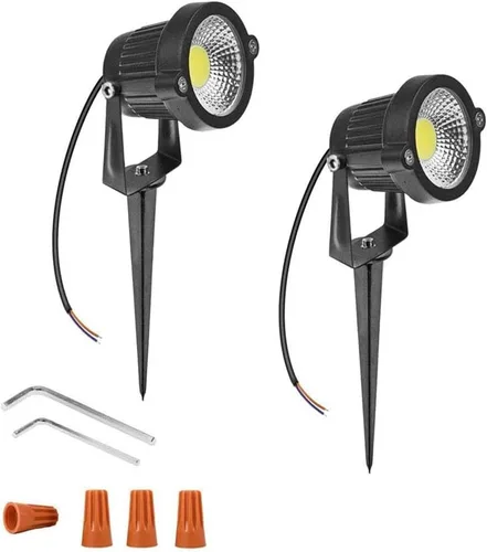 Vista 7 de Youngine - Juego de 2 luces LED COB de 5 W para exteriores IP65, impermeables, con soporte de púas y enchufe de EE. UU. para bandera al aire libre