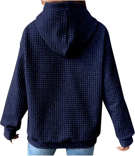 Vista 3 de Sudadera para mujer, moderna, de manga larga, con cordón, cómoda, con bolsillo