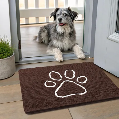 Vista 117 de Smiry Tapete para puerta de perro para patas fangosas, absorbente y Gris y negro