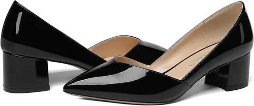 Vista 6 de MODENCOCO Zapatos de tacón bajo y grueso con puntera puntiaguda para mujer, de 2 pulgadas