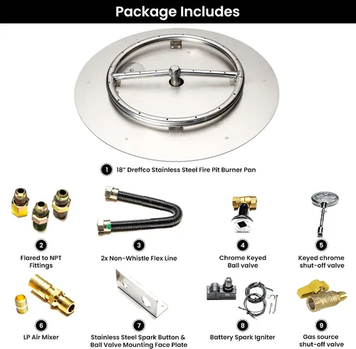 Vista 8 de Kit de sartén y anillo de acero inoxidable para quemador de hoguera, con encendido por chispa para fogatas de propano líquido, sartén de 18