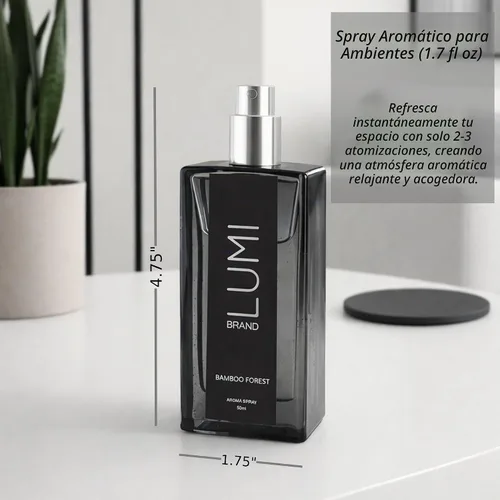Vista 6 de Juego de regalo de aroma de lujo Aroma de bosque de bambú – Difusor de caña (6.8 fl oz), vela de soja con mecha de madera (7.05 oz), aerosol