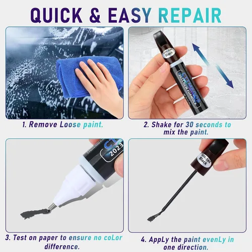 Vista 5 de Pintura negra de retoque para automóviles, bolígrafo de reparación de arañazos de pintura de automóvil dos en uno, solución rápida y fácil para Negro