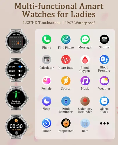 Vista 7 de Reloj inteligente para hombres y mujeres (respuesta/hacer llamadas), relojes inteligentes Bluetooth para iPhone, Android, iOS, IP68, impermeable