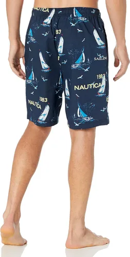 Vista 2 de Nautica - Pijama corto para dormir de hombre, 100% algodón, tejido suave, cintura elástica Azul