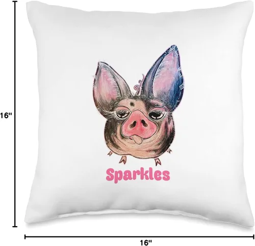Vista 4 de Farm Animals Live Sparkles The Pig - Almohada (16 x 16 pulgadas), multicolor