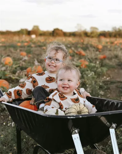 Vista 3 de Conjunto de parche de calabaza para bebé recién nacido y niña de gran tamaño sudadera con capucha