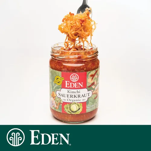 Vista 5 de Eden Chucrut orgánico, tarro de vidrio de 18 onzas, Kimchi, corte fino