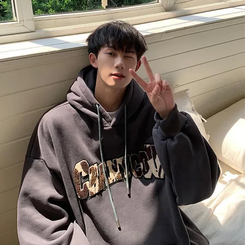 Vista 2 de Letter Print Graphic Drawstring Sweatshirt Punk Cool Hoodies for Men Trendy Emo Alt Clothes with Pockets Grunge Outfits