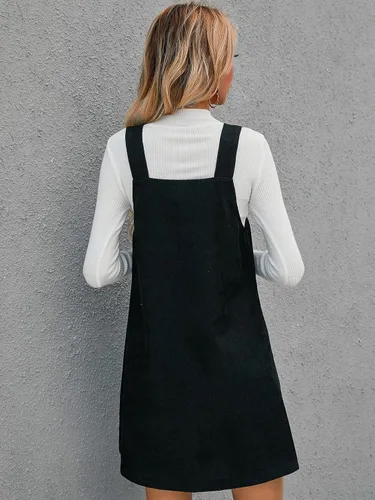 Vista 2 de Milumia Vestido casual a cuadros con cuello en V sin mangas para mujer con bolsillo