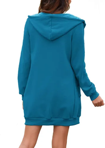 Vista 2 de Locryz Sudadera con capucha y bolsillos casuales para mujer con cremallera y forro polar