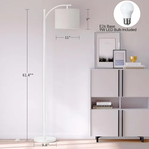Vista 3 de SUNMORY Lámpara de pie de arco, lámpara de pie moderna con bombilla de 9W y 3 temperaturas de color, lámparas de pie de metal con pantalla colgante