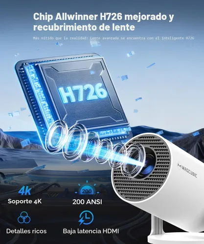 Vista 6 de Magcubic HY300PRO Mini proyector con WiFi y Bluetooth, soporte 4K inteligente proyector portátil Keystone automático, control remoto de mouse
