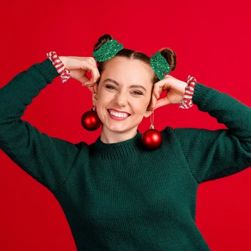 Vista 2 de 60 coleteros de Navidad para mujer, coleteros de Navidad a granel, coleteros de terciopelo suave elástico con copos de nieve, coleteros a cuadros