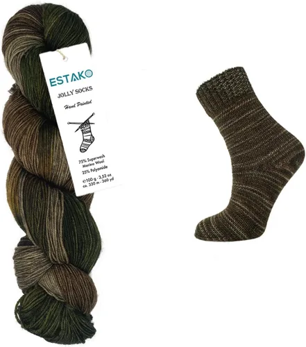 Vista 7 de Estako Jolly Socks Hilo Pintado a Mano 75% Lana Merino Superwash y 25% Poliamida (Fine/Sport 2 Peso) / 3.52 Oz - 100 gr / 360 Yardas - 330 mt