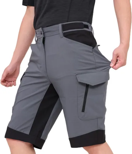 Vista 3 de WORK IDEA Pantalones cortos de senderismo para hombre, resistentes al agua, ligeros, para senderismo
