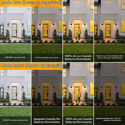 Vista 2 de Paquete de 2 luces para exteriores con sensor de movimiento, lámparas de pared actualizadas del atardecer al amanecer, luces de pared con sensor