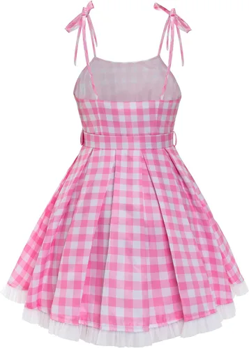 Vista 3 de Bigu Girls Pink Costume Cosplay Outfit Dress Halloween Mommy and Me with Accessories