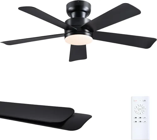 Vista 11 de Asyko Ventiladores de Techo con Luces, Ventilador de Techo de Perfil Bajo de 46" con Luz y Control Remoto, Montaje al Ras, Reversible, Regulable