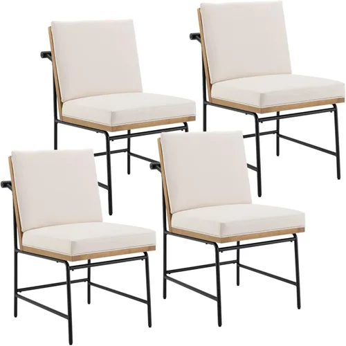 Vista 12 de LukeAlon Juego de 2 sillas de comedor de poliuretano con respaldo cuadrado Beige