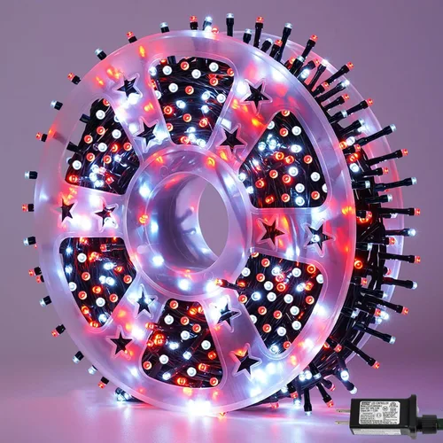 Vista 19 de QITONG Guirnalda de 500 luces LED de Navidad de 165 pies para exteriores, impermeable, luces multicolor con 8 modos, cable verde, luces parpadeantes