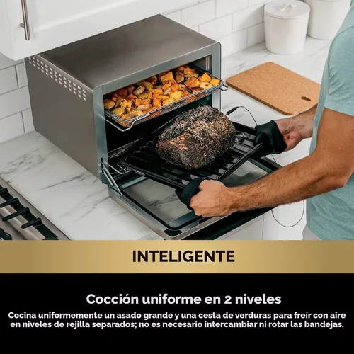 Vista 4 de Ninja DT251 Foodi 10 en 1 Smart XL - Horno de freír de aire, hornear, asar, tostar, asar, tostadora digital, termómetro, convección envolvente