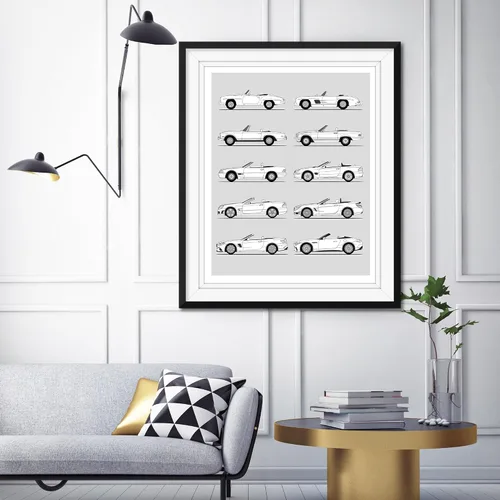 Vista 3 de Idea Network Póster hecho a mano compatible con Mercedes SL Roadster Print Wall Art Decor para 190SL 280SL 300SL SL500 SL550 SL63 SL55 560SL