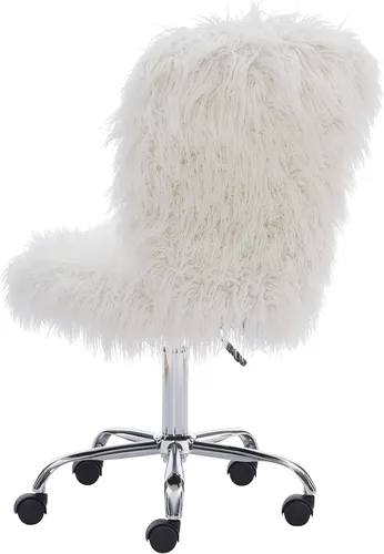 Vista 6 de Linon Cora Faux Flokati - Silla de oficina sin brazos, color blanco