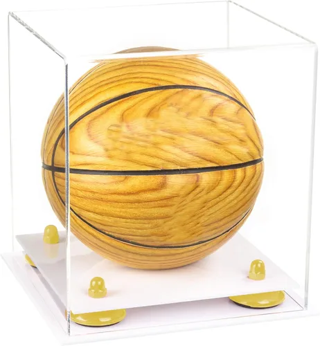 Vista 40 de Better Display Cases Mini acrílico - Miniatura (no tamaño completo) Baloncesto vitrina con elevadores negros y espejo (A015-BR)