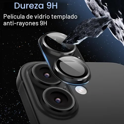Vista 4 de JETech Protector de lente de cámara para iPhone 17, negro, paquete de 1 Vidrio templado 9H de cobertura completa, acabado de metal mate