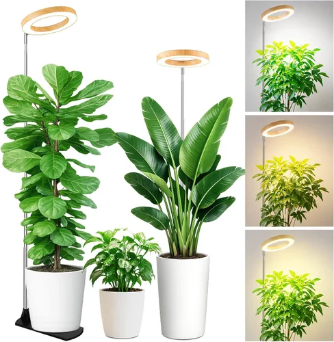 Vista 18 de LBW Luces de cultivo para plantas de interior, luz de espectro completo de 6.3 pulgadas con base, lámpara de cultivo ajustable de altura de 59