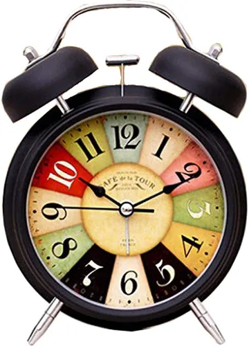 Vista 3 de Relojes despertadores de 4.7 pulgadas, con números multicolor, estilo retro, 3D, estéreo, silencioso, de cuarzo, analógico, reloj de mesa retro