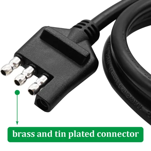 Vista 2 de Arnés de cableado de remolque de 4 vías de 5 pies/4.9 ft, conector de extensión de cable de remolque plano de 4 pines 18AWG