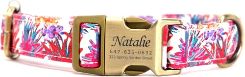 Vista 24 de Collar de perro personalizado con nombre y número de teléfono grabado, collar ajustable personalizado para cachorros, collar de algodón orgánico