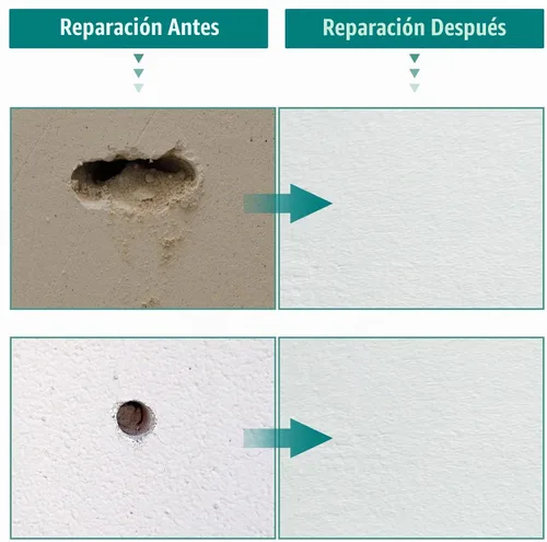 Vista 4 de 8 piezas de parche de paneles de yeso de 4 pulgadas, parches de reparación de pared, kit de reparación de agujeros de pared de yeso autoadhesivo