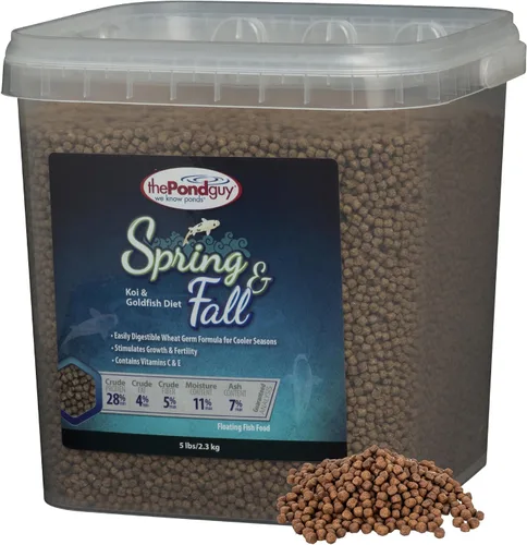 Vista 11 de The Pond Guy Spring & Fall - Alimento para peces con germen de trigo para Koi y Goldfish, pellets flotantes prémium para clima frío, fórmula