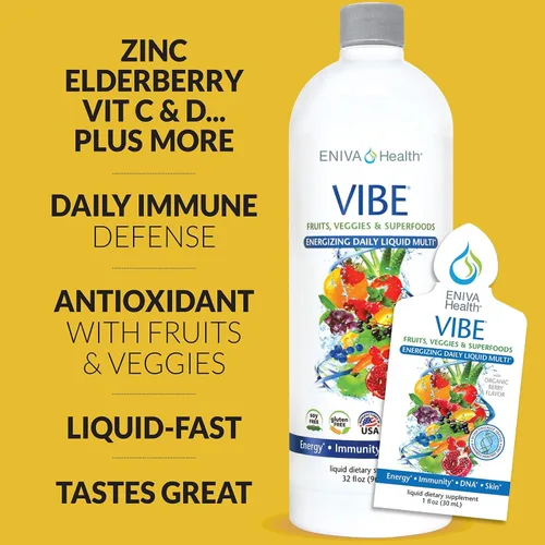 Vista 3 de Eniva Health Vibe Liquid Multivitamins Suplementos minerales con vitaminas A, B12, C, D, E y aminoácidos Suplemento diario de frutas y verduras